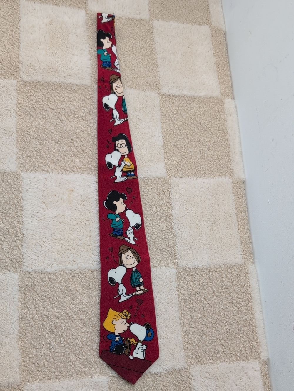 Vintage Peanuts Snoopy Flying Ace Red Silk Tie Character Novelty